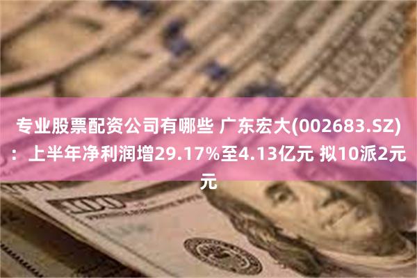 专业股票配资公司有哪些 广东宏大(002683.SZ)：上半年净利润增29.17%至4.13亿元 拟10派2元