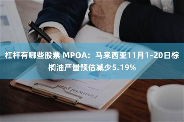 杠杆有哪些股票 MPOA：马来西亚11月1-20日棕榈油产量预估减少5.19%