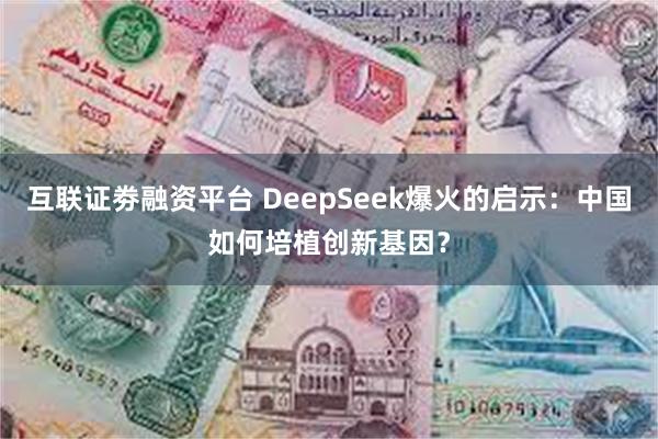 互联证劵融资平台 DeepSeek爆火的启示：中国如何培植创新基因？